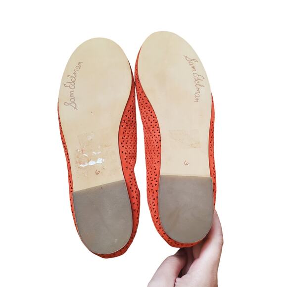 Sam Edelman Felicia Coral Red Laser Cut Out Ballet Flats Women's Size 6 - Picture 16 of 16